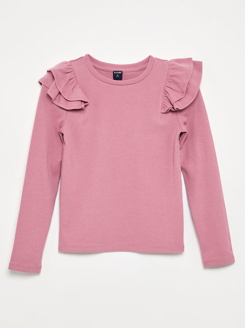 T-shirt met lange mouwen van geribde stof - Kiabi