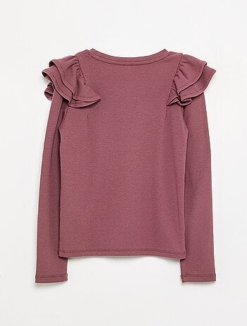 T-shirt met lange mouwen van geribde stof