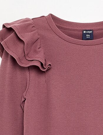 T-shirt met lange mouwen van geribde stof