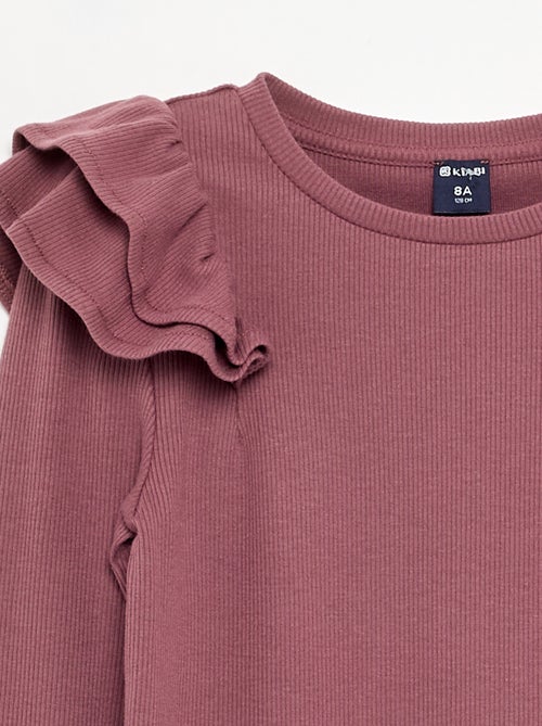 T-shirt met lange mouwen van geribde stof - Kiabi