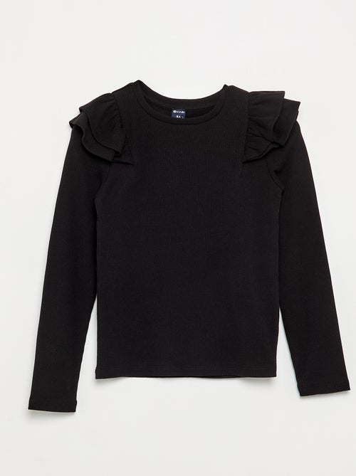 T-shirt met lange mouwen van geribde stof - Kiabi