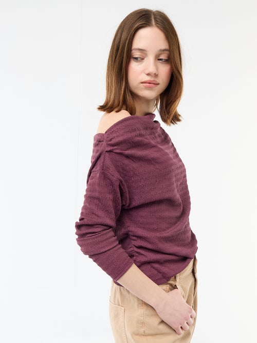 T-shirt met lange mouwen van gewafelde stof - Kiabi