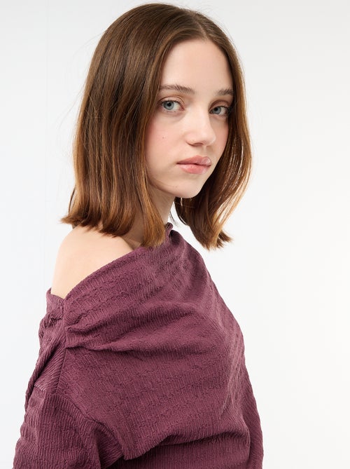 T-shirt met lange mouwen van gewafelde stof - Kiabi
