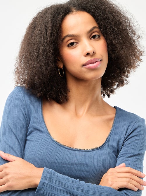 T-shirt met lange mouwen van pointelletricot - Kiabi T-shirt met lange mouwen van pointelletricot - Kiabi