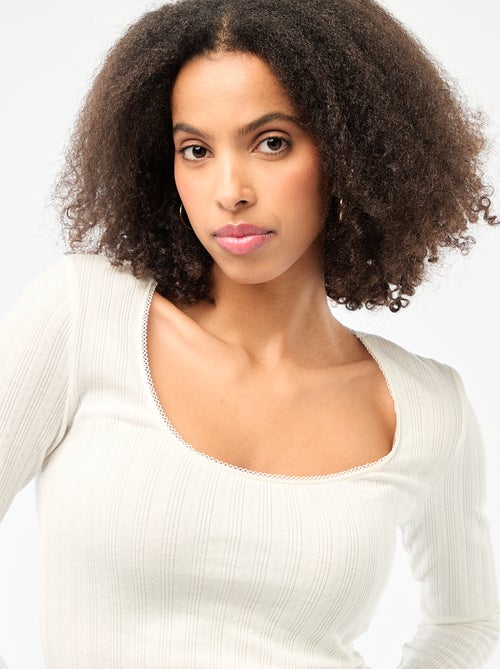 T-shirt met lange mouwen van pointelletricot - Kiabi T-shirt met lange mouwen van pointelletricot - Kiabi