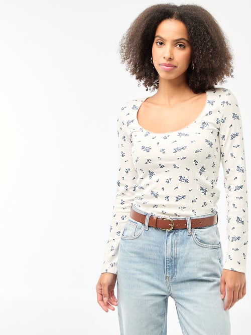 T-shirt met lange mouwen van pointelletricot - Kiabi T-shirt met lange mouwen van pointelletricot - Kiabi