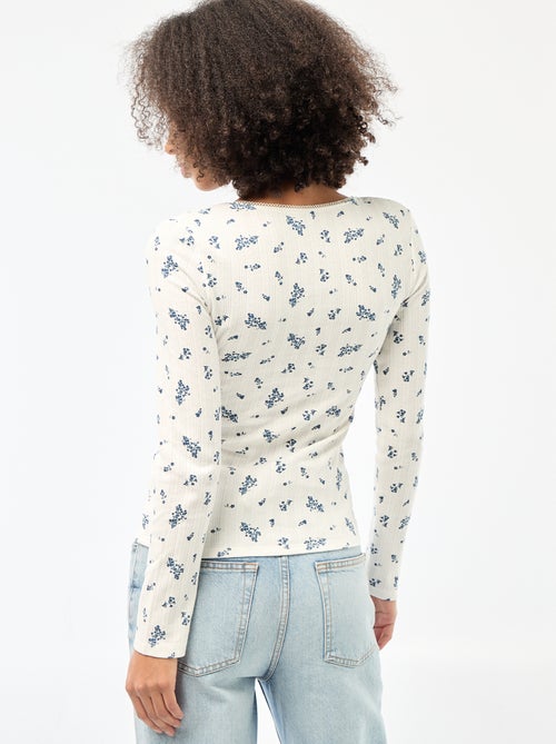 T-shirt met lange mouwen van pointelletricot - Kiabi T-shirt met lange mouwen van pointelletricot - Kiabi