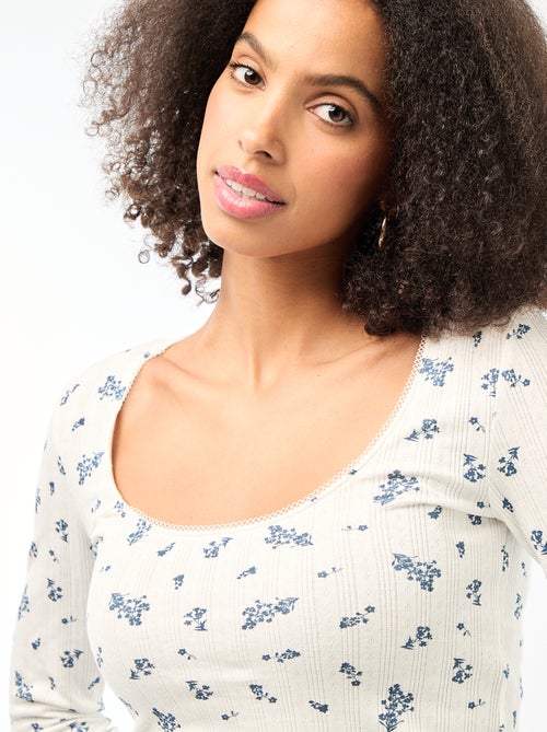 T-shirt met lange mouwen van pointelletricot - Kiabi T-shirt met lange mouwen van pointelletricot - Kiabi