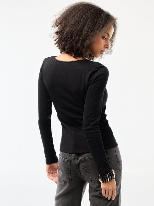 T-shirt met lange mouwen van pointelletricot - Kiabi T-shirt met lange mouwen van pointelletricot - Kiabi