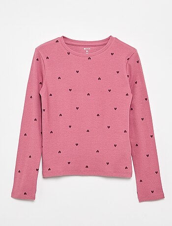 T-shirt met lange mouwen van ribgebreide stof