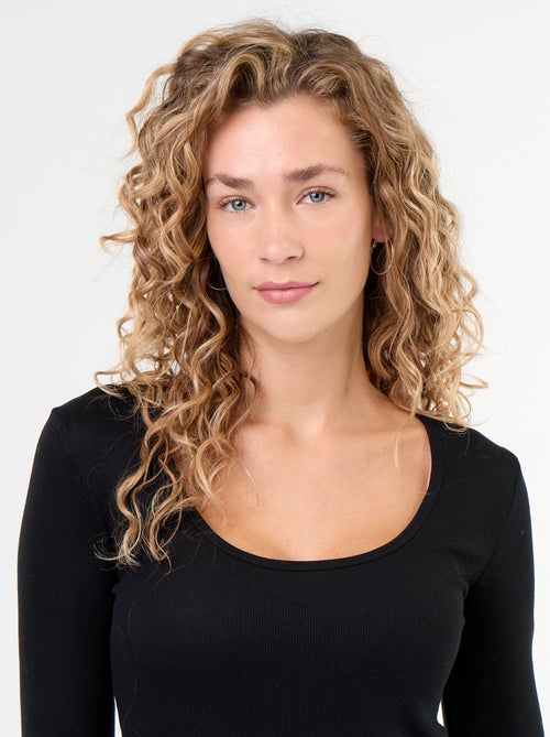 T-shirt met lange mouwen van ribstof - Kiabi