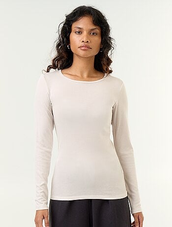 T-shirt met lange mouwen van wolmix