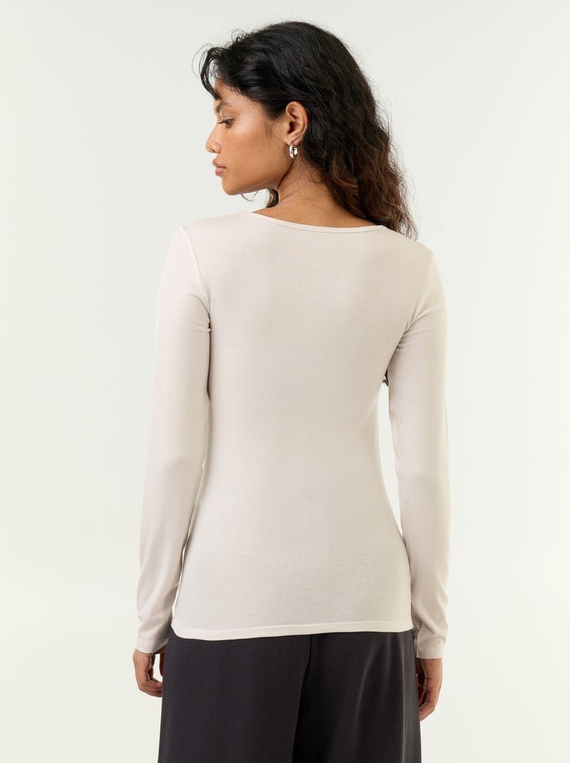 T-shirt met lange mouwen van wolmix Grijs - Kiabi