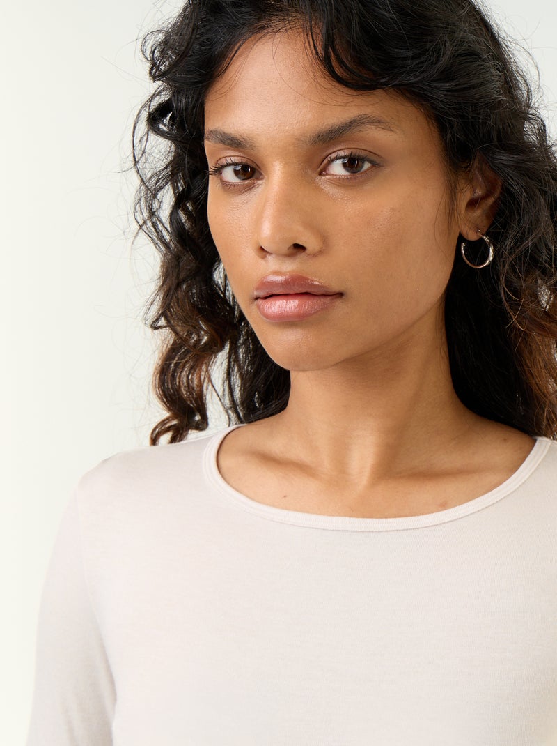 T-shirt met lange mouwen van wolmix Grijs - Kiabi