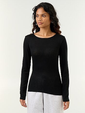 T-shirt met lange mouwen van wolmix