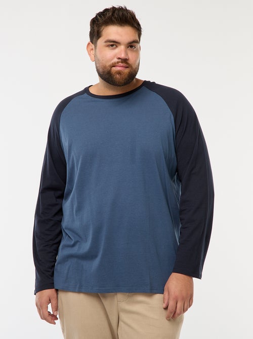 T-shirt met lange raglanmouwen en ronde hals - Kiabi