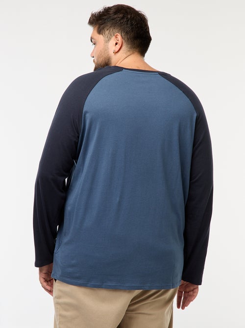 T-shirt met lange raglanmouwen en ronde hals - Kiabi