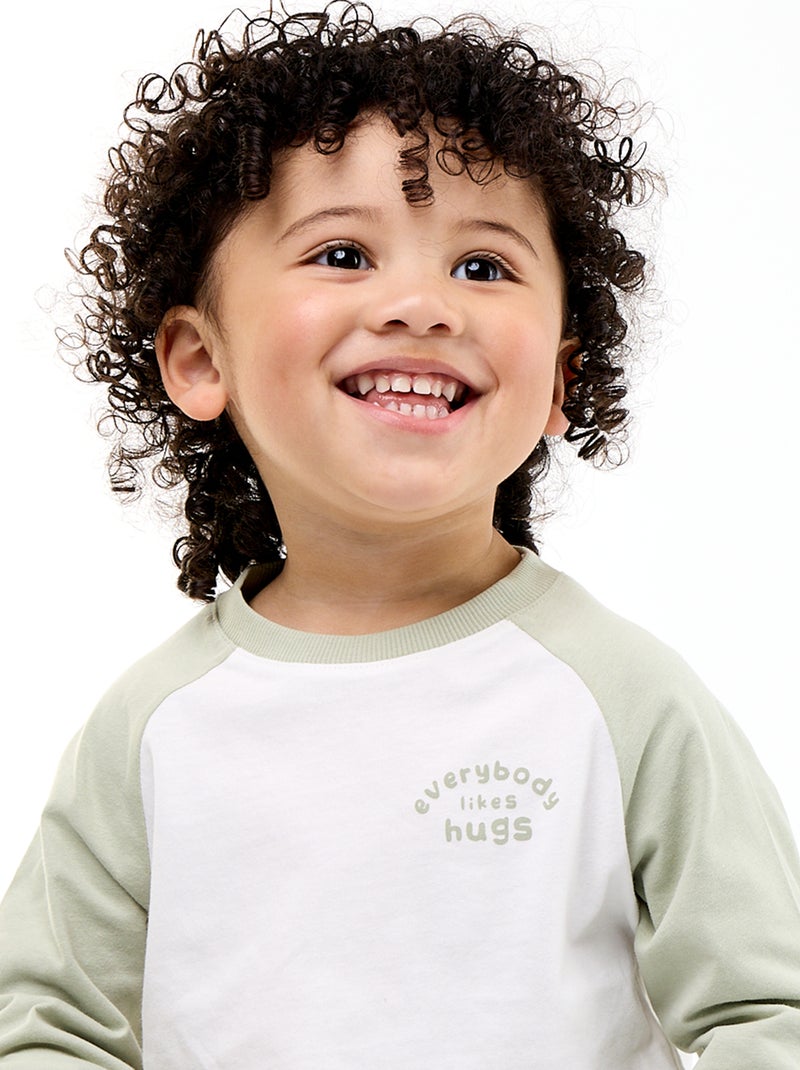 T-shirt met lange raglanmouwen Wit - Kiabi