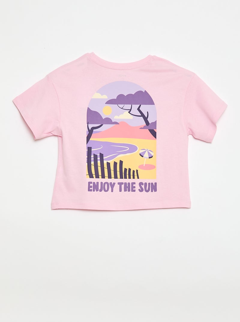 T-shirt met losse pasvorm en print op rug & borst Rose - Kiabi