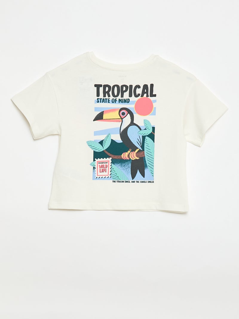 T-shirt met losse pasvorm en print op rug & borst Wit - Kiabi