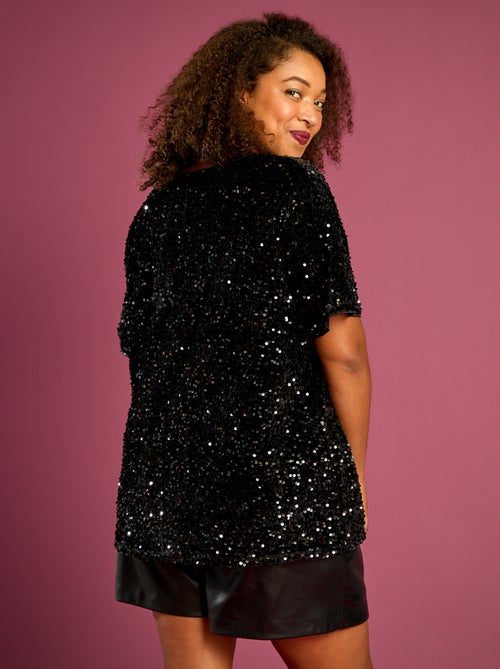 T-shirt met lovertjes en korte mouwen - Kiabi