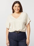 T-shirt met macramé op de rug BIEGE - Kiabi