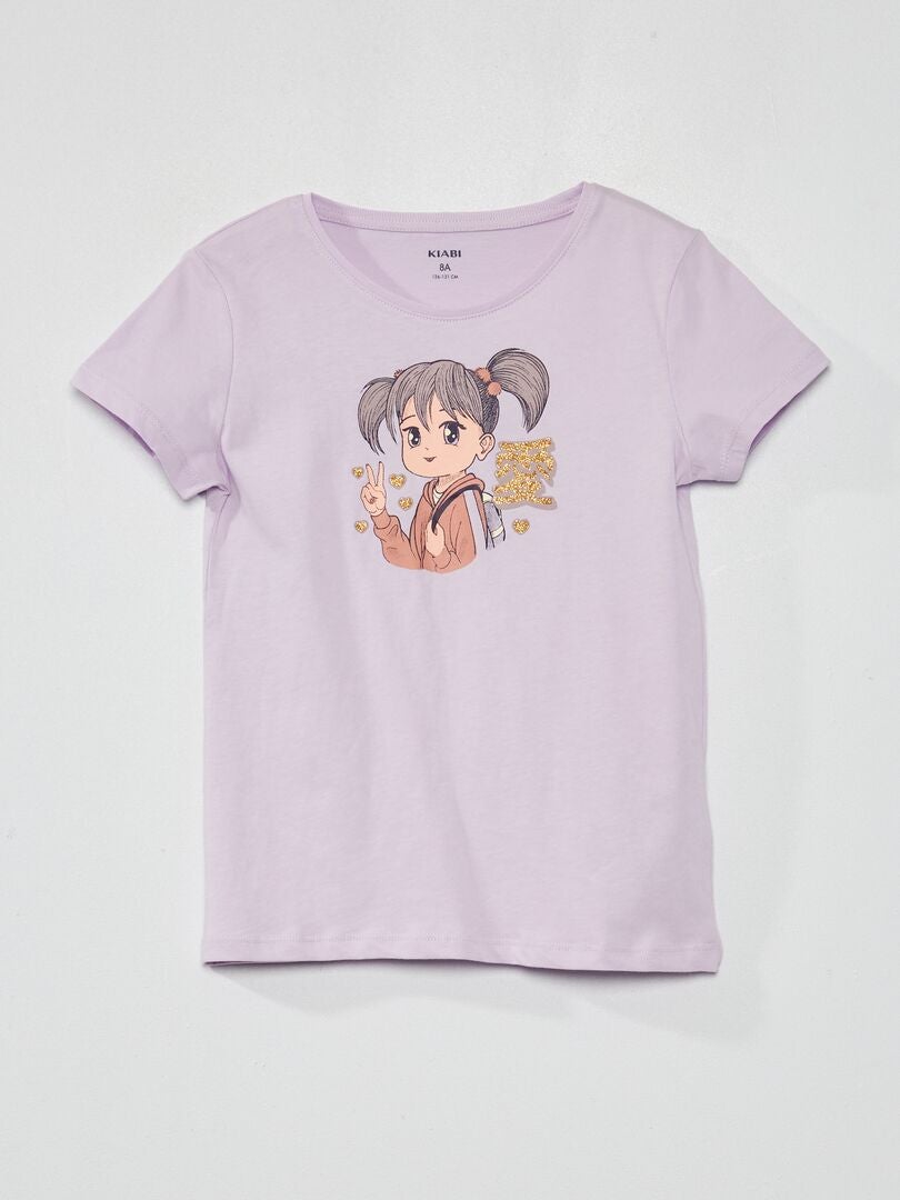 T-shirt met mangaprint PAARS - Kiabi