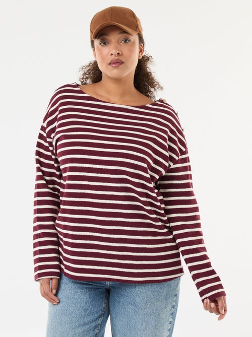 T-shirt met matrozenstreepjes en boothals - Kiabi