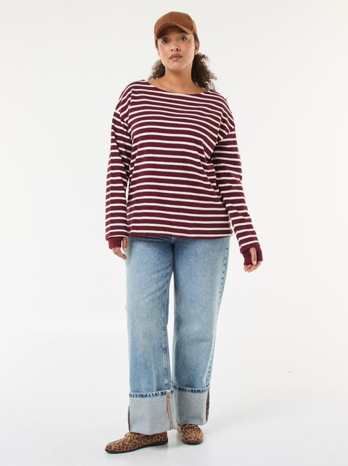 T-shirt met matrozenstreepjes en boothals - Kiabi