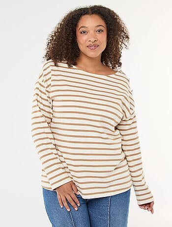 T-shirt met matrozenstreepjes en boothals