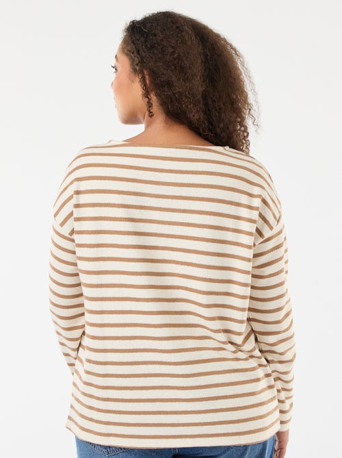 T-shirt met matrozenstreepjes en boothals - Kiabi
