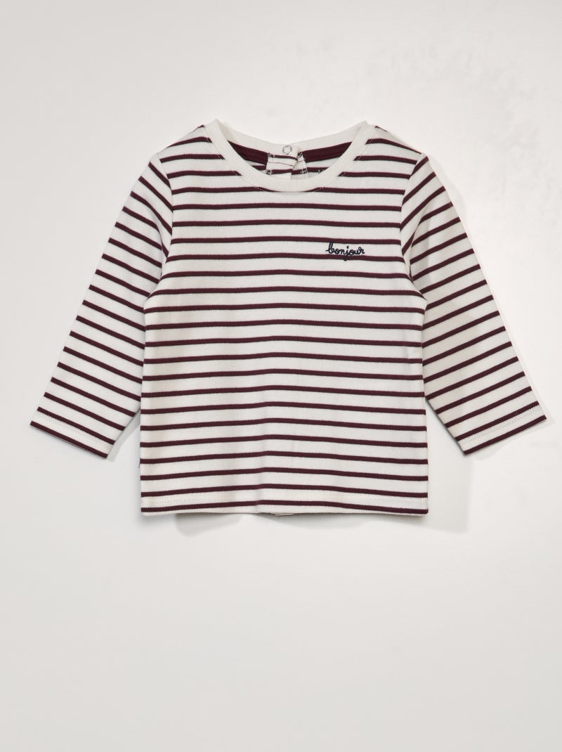 T-shirt met matrozenstreepjes WIT - Kiabi