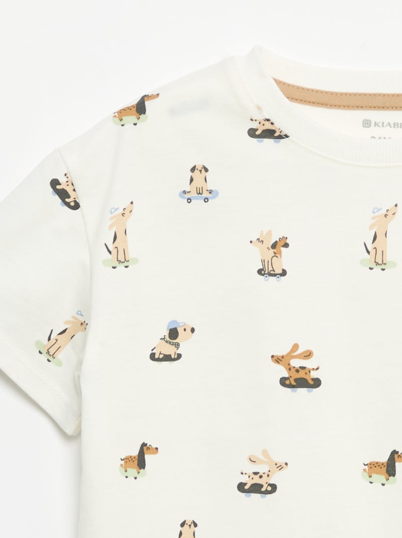 T-shirt met motief en korte mouwen Wit - Kiabi