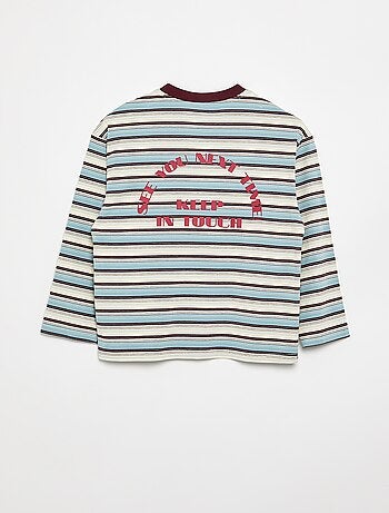 T-shirt met motief en opdruk en lange mouwen
