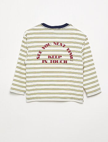 T-shirt met motief en opdruk en lange mouwen