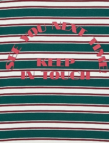 T-shirt met motief en opdruk en lange mouwen
