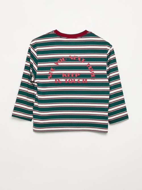 T-shirt met motief en opdruk en lange mouwen - Kiabi