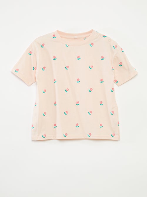 T-shirt met motiefje en drukknoopsluiting op de schouder - So Easy - Kiabi