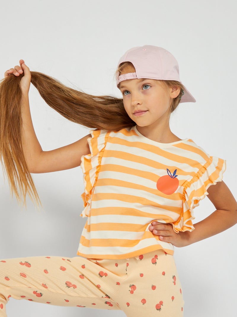 T-shirt met motiefje en volants WIT - Kiabi
