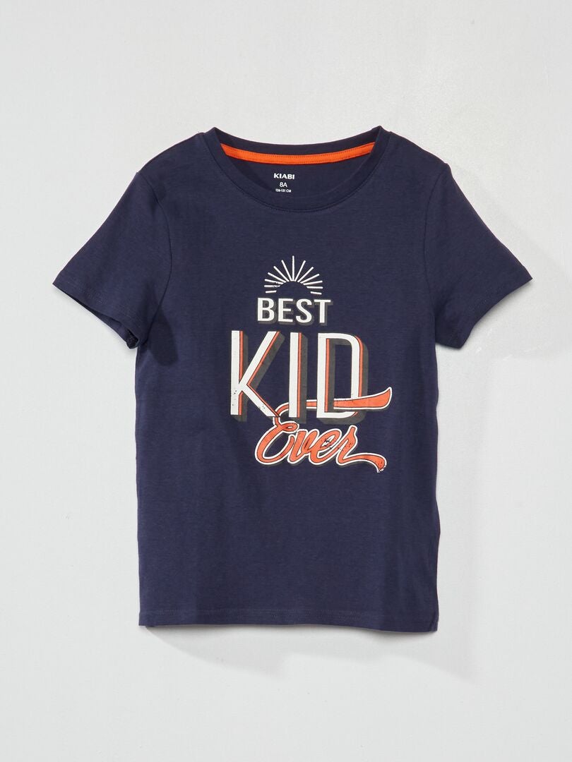 T-shirt met opdruk 'best kid ever' BLAUW - Kiabi