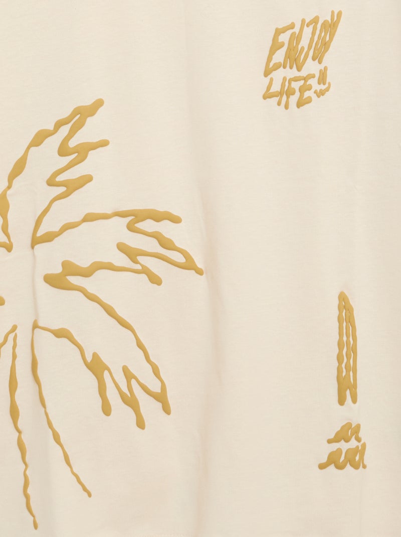 T-shirt met opdruk en korte mouwen Biege - Kiabi