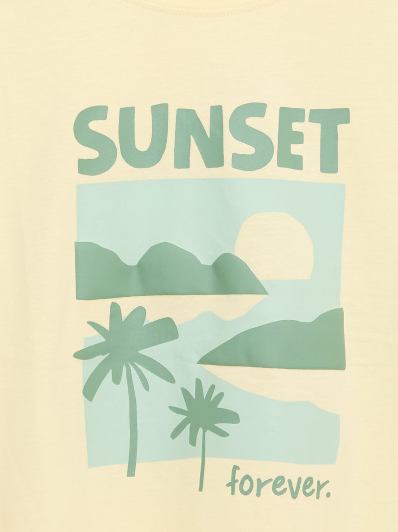 T-shirt met opdruk en korte mouwen Geel - Kiabi