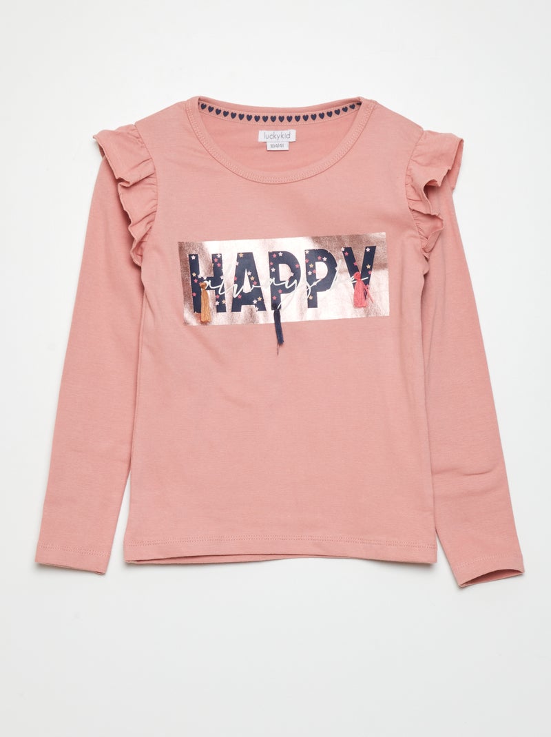 T-shirt met opdruk 'Happy' ROSE - Kiabi