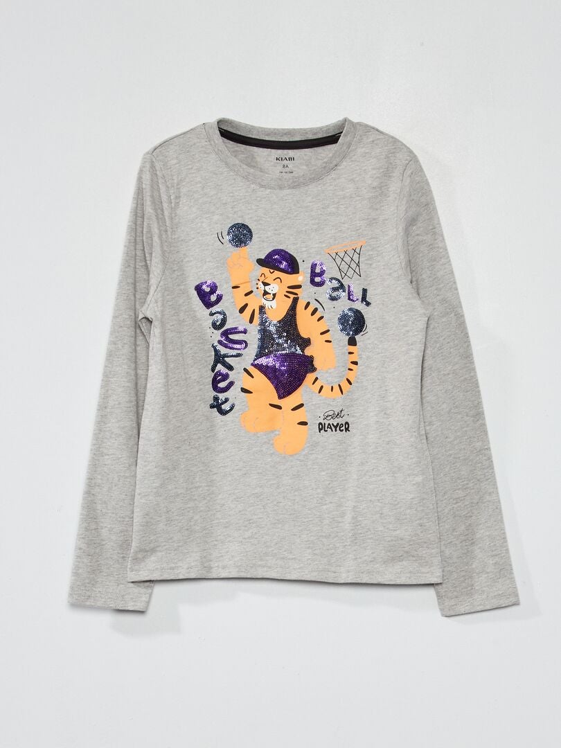 T-shirt met opdruk 'Skater dog' GRIJS - Kiabi