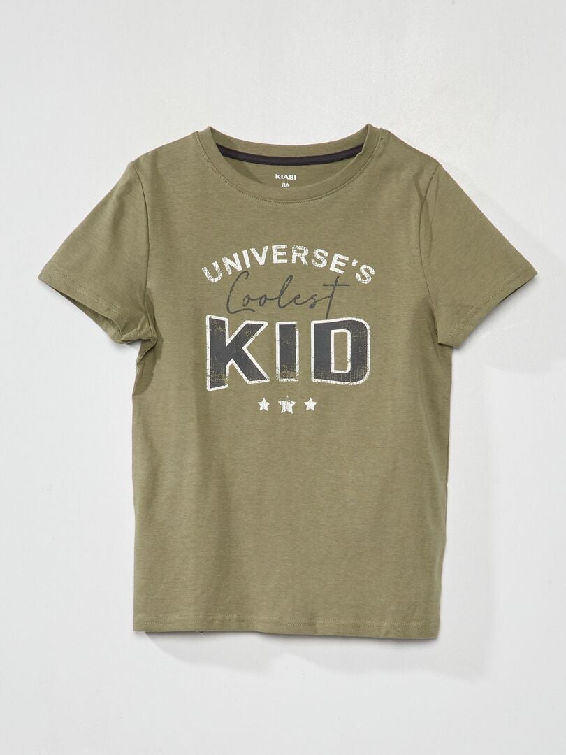 T-shirt met opdruk 'universe's coolest kid' KAKI - Kiabi