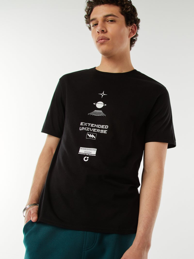 T-shirt met opschriften Zwart - Kiabi