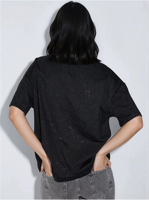 T-shirt met pailletten, ronde hals en korte mouwen busem - Kiabi