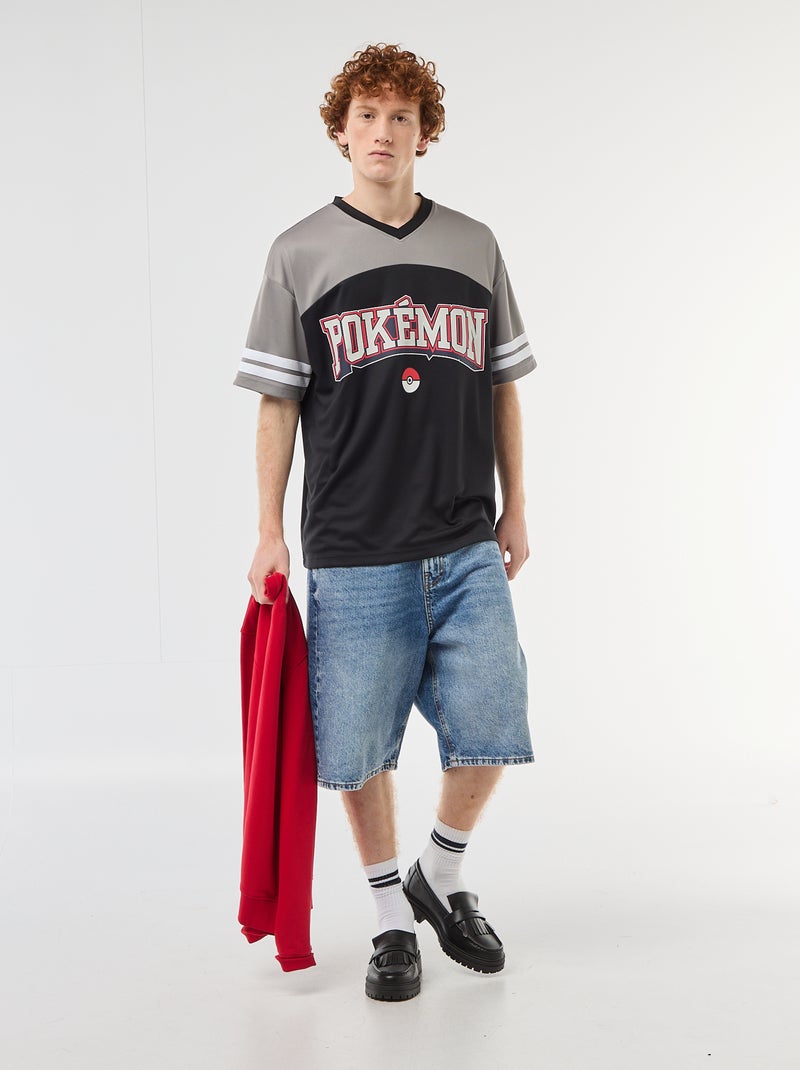T-shirt met 'Pokémon'-print en V-hals Zwart - Kiabi