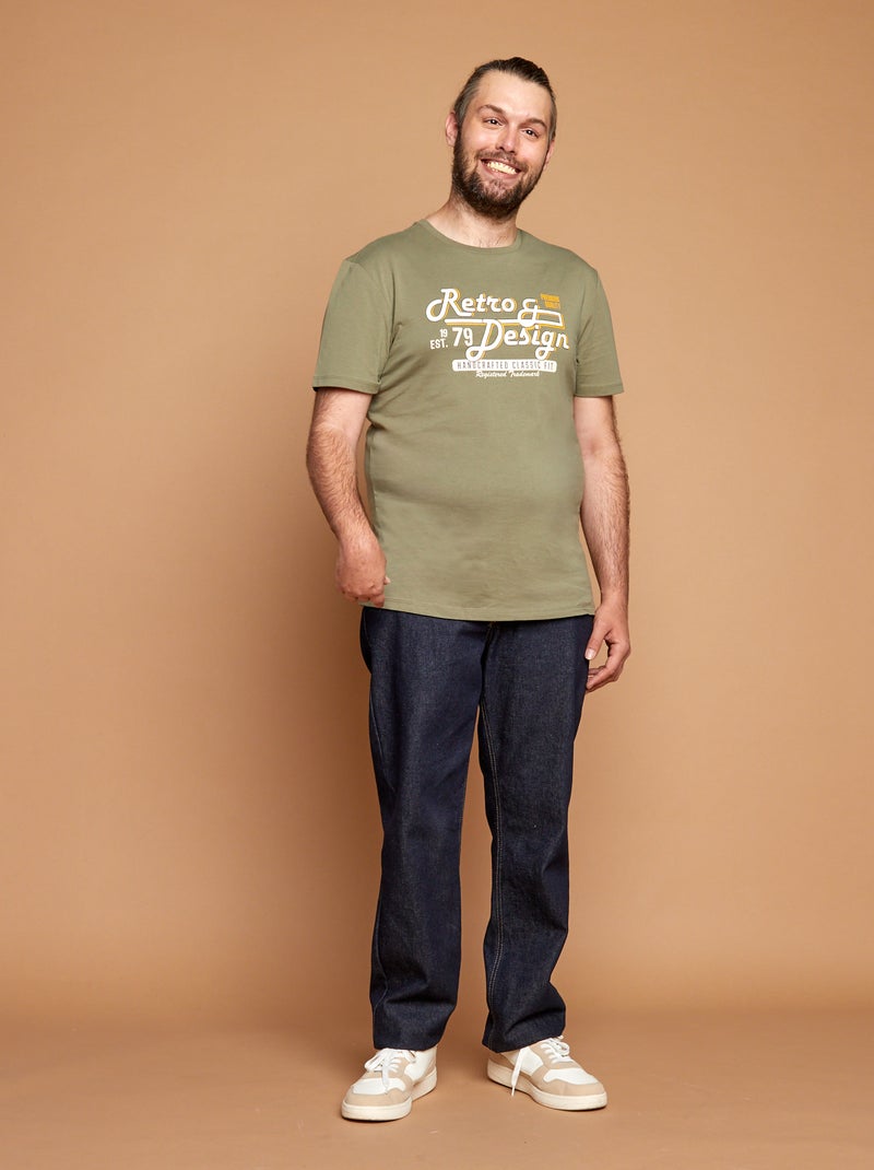 T-shirt met print - collectie gemakkelijk aan te trekken GROEN - Kiabi