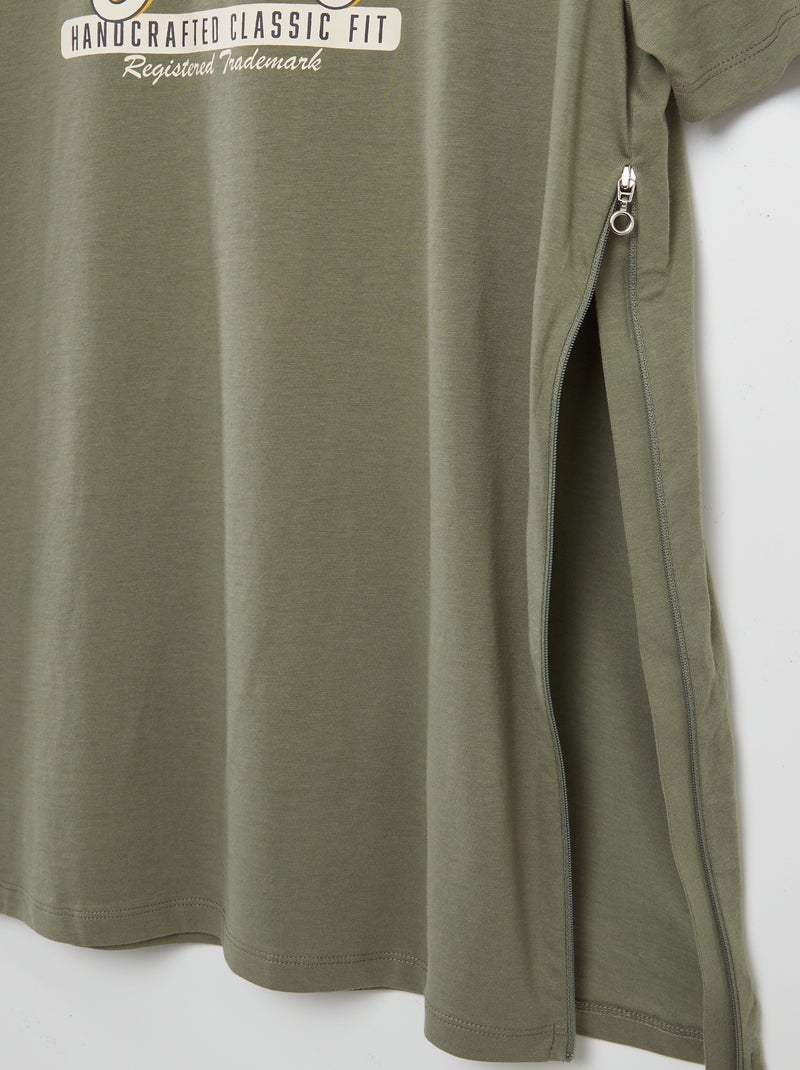 T-shirt met print - collectie gemakkelijk aan te trekken GROEN - Kiabi